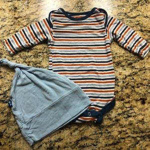 Kickee Pants Striped Onesie & Hat
